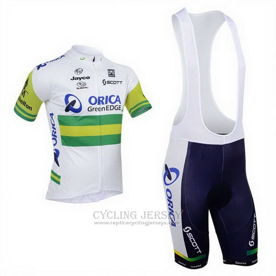 2013 Cycling Jersey Orica GreenEDGE White Short Sleeve and Bib Short